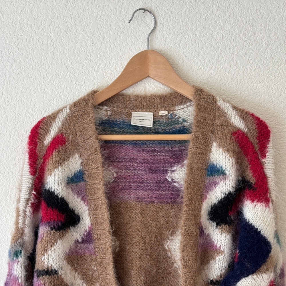 Anthropologie Moulinette Soeurs Colorful Zigzag Alpaca/Wool Cardigan Size M/L - Picture 3 of 10